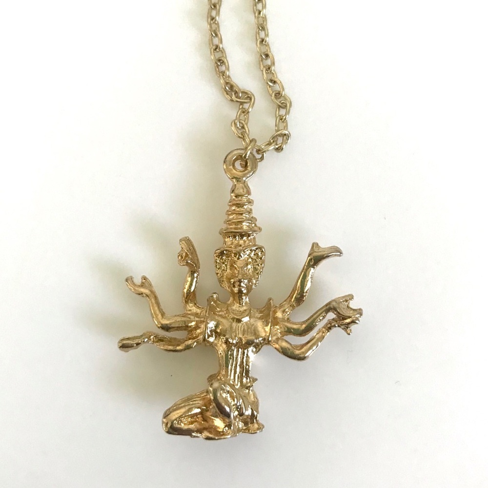 Vintage Vasudhara Necklace Buddhist Deity Figure